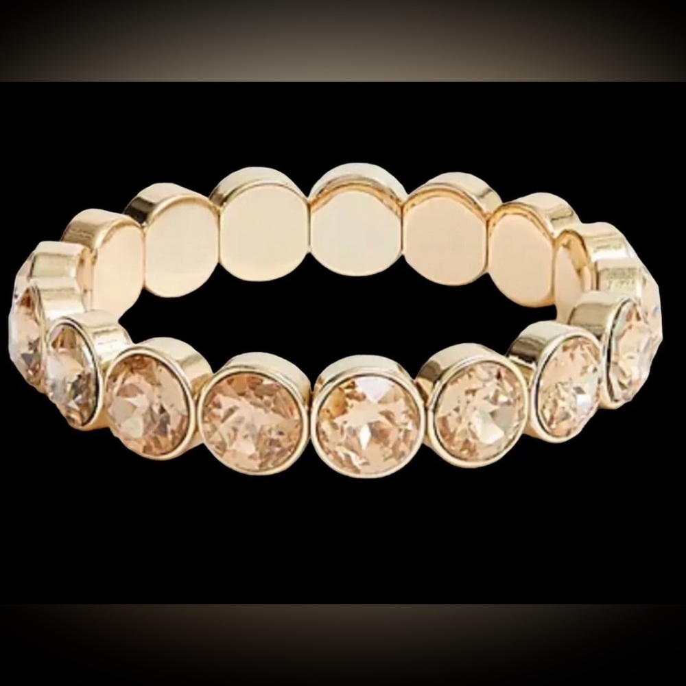 J.Crew ~~Gold Yellow Crystal Gem Stretch Bracelet Gold Plated NWT
